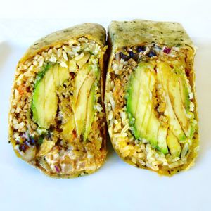 Vegan Picadillo Avocado Fajita Burrito  at Tocaya Modern Mexican in West Hollywood