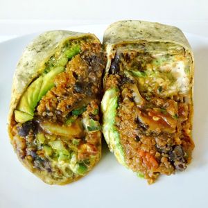 Vegan Picadillo Avocado Fajita Burrito  at Tocaya Modern Mexican in West Hollywood