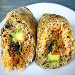 Vegan Picadillo Avocado Fajita Burrito  at Tocaya Modern Mexican in West Hollywood