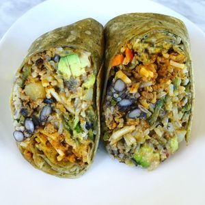 Vegan Picadillo Avocado Fajita Burrito  at Tocaya Modern Mexican in West Hollywood