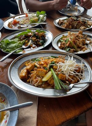 Vegan pad thai, pad see ew, and tofu basil stir fry  at Isarn Thai Soul Kitchen in Kirkland