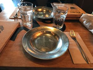 unique plates! love them. at Isarn Thai Soul Kitchen in Kirkland