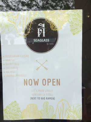Sea Glass has gone all vegetarian as of April 2018 at Rice by Mama 2 in Ventura