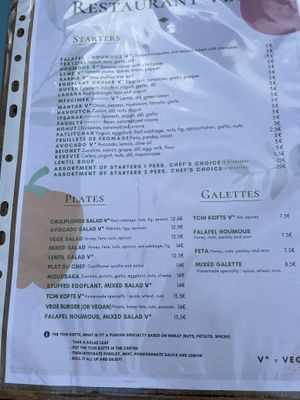 Menu  at Restaurant Vege in Paris