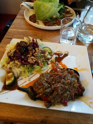 Smashed eggplant at Restaurant Vege in Paris