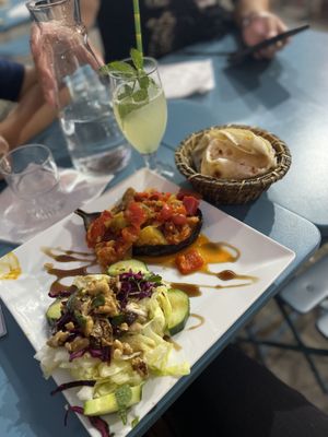 Stuffed eggplant and mixed salad   at Restaurant Vege in Paris