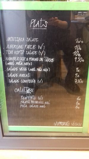 the menu at Restaurant Vege in Paris
