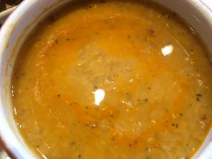 Delicious lentil soup  at Restaurant Vege in Paris