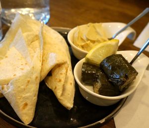 Sarma and Hummus (vegan) at Restaurant Vege in Paris