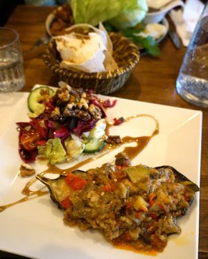 Stuffed aubergine (vegan) at Restaurant Vege in Paris