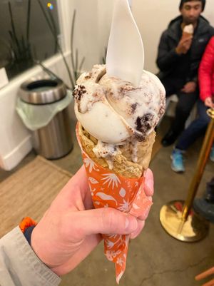 supercookies and cream on a waffle cone at Frankie & Jo's - Ballard in Seattle