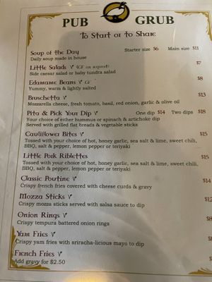 Menu 1 at Tundra Inn in Churchill