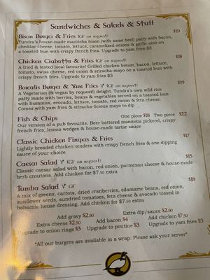 Menu 2 at Tundra Inn in Churchill