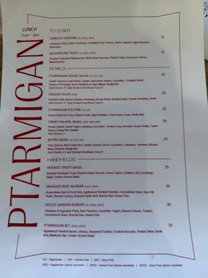 Menu from sister restaurant across the street (Ptarmigan)  at Tundra Inn in Churchill