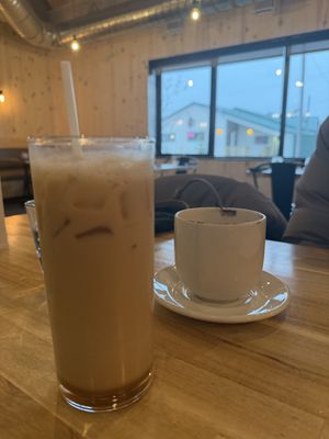 Lattes from sister restaurant across the street (Ptarmigan)  at Tundra Inn in Churchill