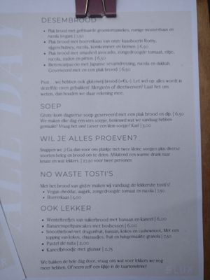Menu at Blur Your Life in Amersfoort