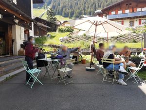 In summer at Café LIV in Murren