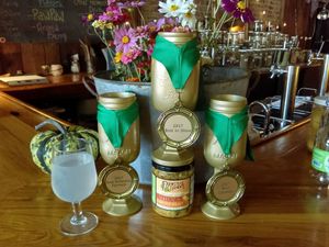 Awards won at Ashland Pickle Festival for "Best Cabbage Ferment" (Butternut Chipotle Kraut), "Best Fermented Beverage" (Paw Paw Water Kefir Soda), and "Best in Show"  (Butternut Chipotle Kraut) at Farmstead Mercantile in Scottsville
