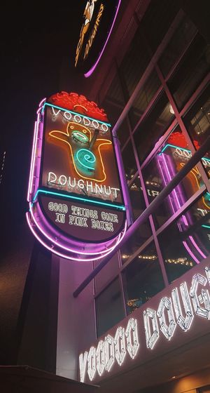 cute outside  at Universal Studios - Voodoo Doughnut in Orlando