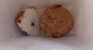 pb&j and coconut at Universal Studios - Voodoo Doughnut in Orlando