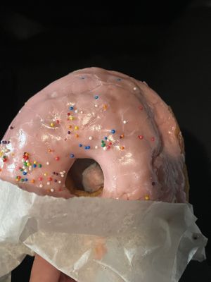 Strawberry Frosted Donut  at Universal Studios - Voodoo Doughnut in Orlando
