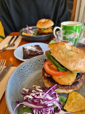 Bagels and brownies 😋 at VegOut on Charles in Launceston