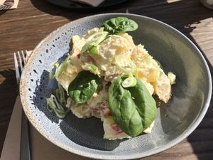 Potato salad is delicious 😋  at VegOut on Charles in Launceston