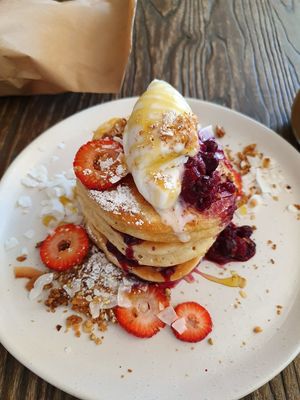 Pancakes at VegOut on Charles in Launceston