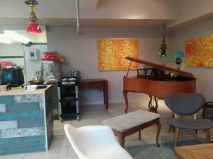 funky piano seating area at Octave in Montreal