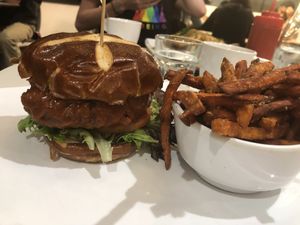 Buffalo burger! Spicy but bomb 🔥  at The Modern Vegan in Las Vegas