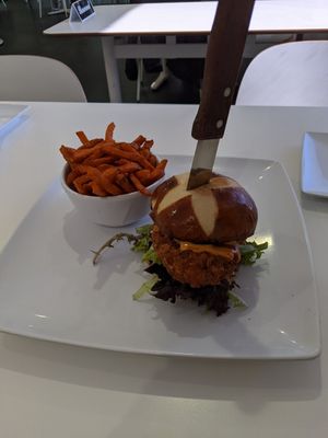 Buffalo Burger with Sweet Potato Fries at The Modern Vegan in Las Vegas