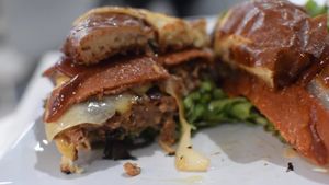 Inside of the cowboy burger at The Modern Vegan in Las Vegas