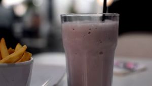 The best vegan milkshake I've ever had (strawberry)! at The Modern Vegan in Las Vegas