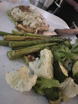 Stuffed mushroom with asparagus and sautéed veg  at The Modern Vegan in Las Vegas