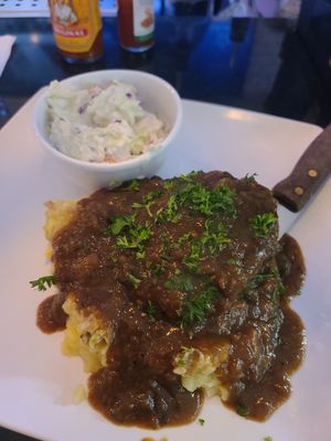 Louisiana Fried Chicken with gravy mashed potatos and coleslaw. It was really good and filling. at The Modern Vegan in Las Vegas