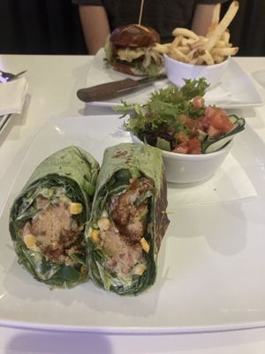 The crab cake wrap (sooo surprisingly good!) with a side salad!  at The Modern Vegan in Las Vegas