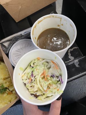 Coleslaw and mushroom gravy  at The Modern Vegan in Las Vegas