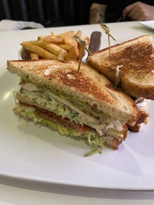 Tmv club and fries  at The Modern Vegan in Las Vegas
