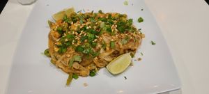 Pad thai w/ shrimp at The Modern Vegan in Las Vegas