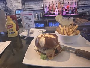 The “Cowboy” Burger with French Fries (🤤)  at The Modern Vegan in Las Vegas