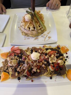Top chick”n and waffles, bottom Frenchie   at The Modern Vegan in Las Vegas