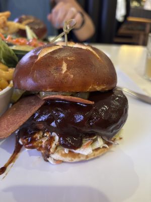 Bbq chicken sandwich with bacon, coleslaw, and pickles  at The Modern Vegan in Las Vegas