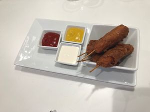 Best corn dogs ever (vegan or otherwise) at The Modern Vegan in Las Vegas