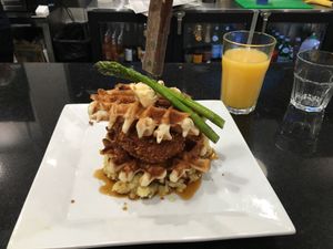 Chicken and waffles  at The Modern Vegan in Las Vegas