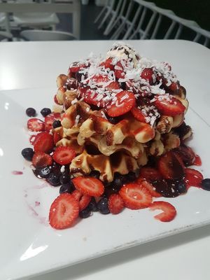 Vegan waffles at The Modern Vegan in Las Vegas