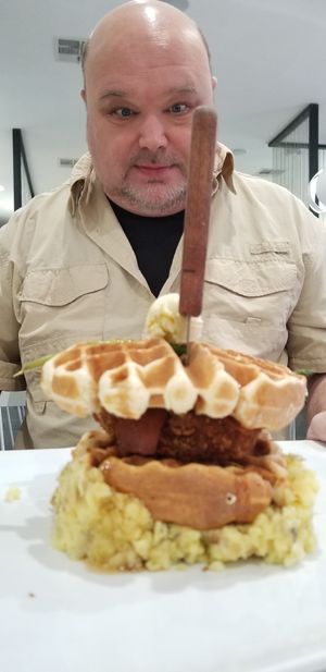 Chicken and waffles! at The Modern Vegan in Las Vegas