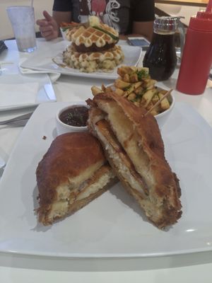 Monte Cristo special and Chick'n and Waffles at The Modern Vegan in Las Vegas