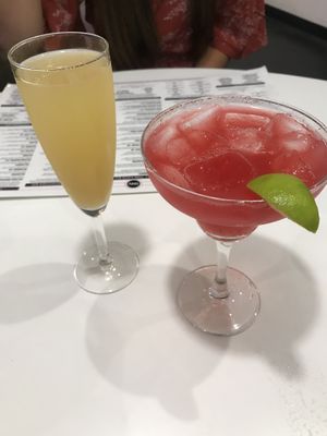 Mimosa and strawberry margarita  at The Modern Vegan in Las Vegas