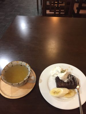 Dessert with jasmine tea  at Ren - Nakagyo Ward in Kyoto