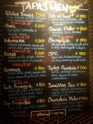 Tapas Menu. at Musu in Niseko